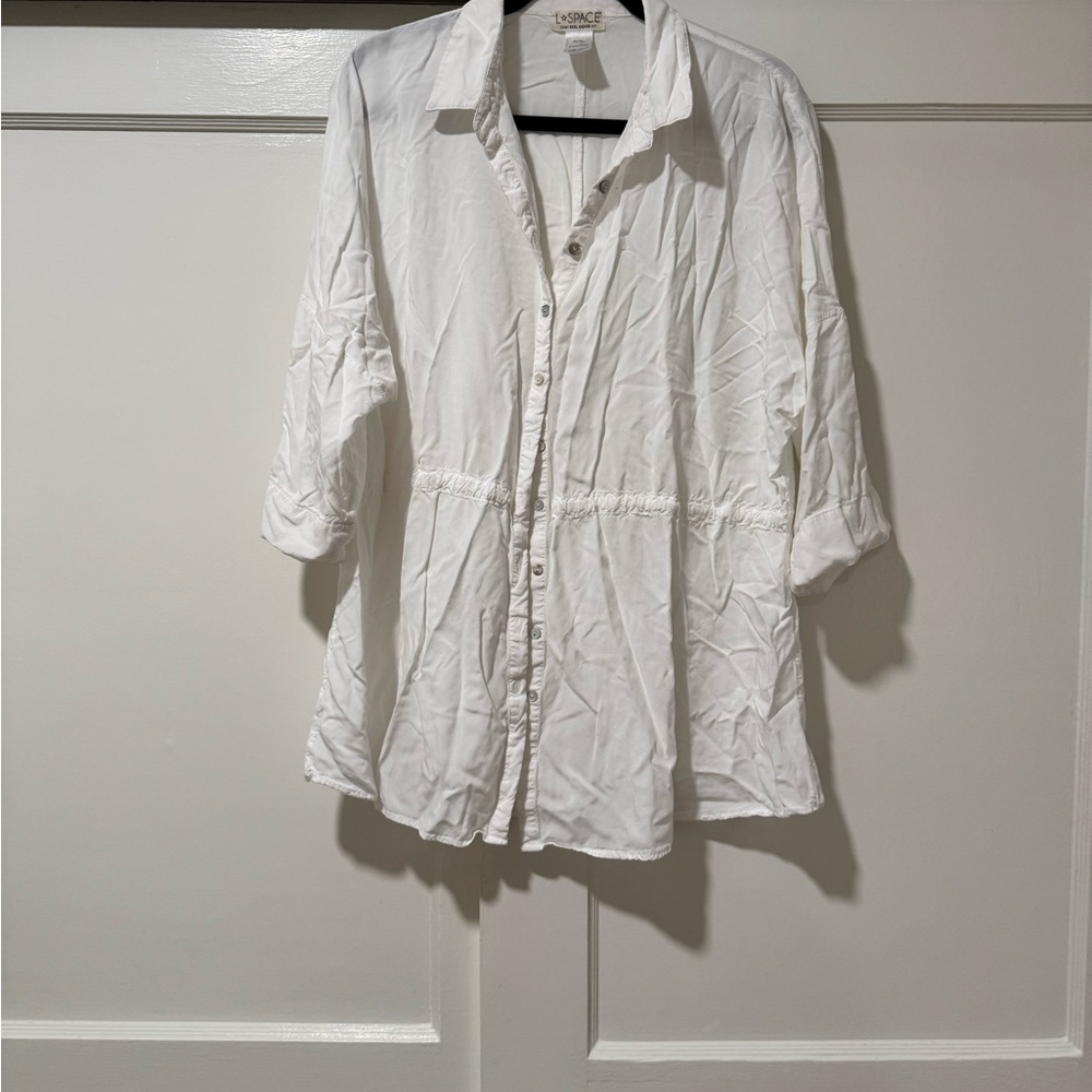 L*Space White Casual Button-Down Shirt